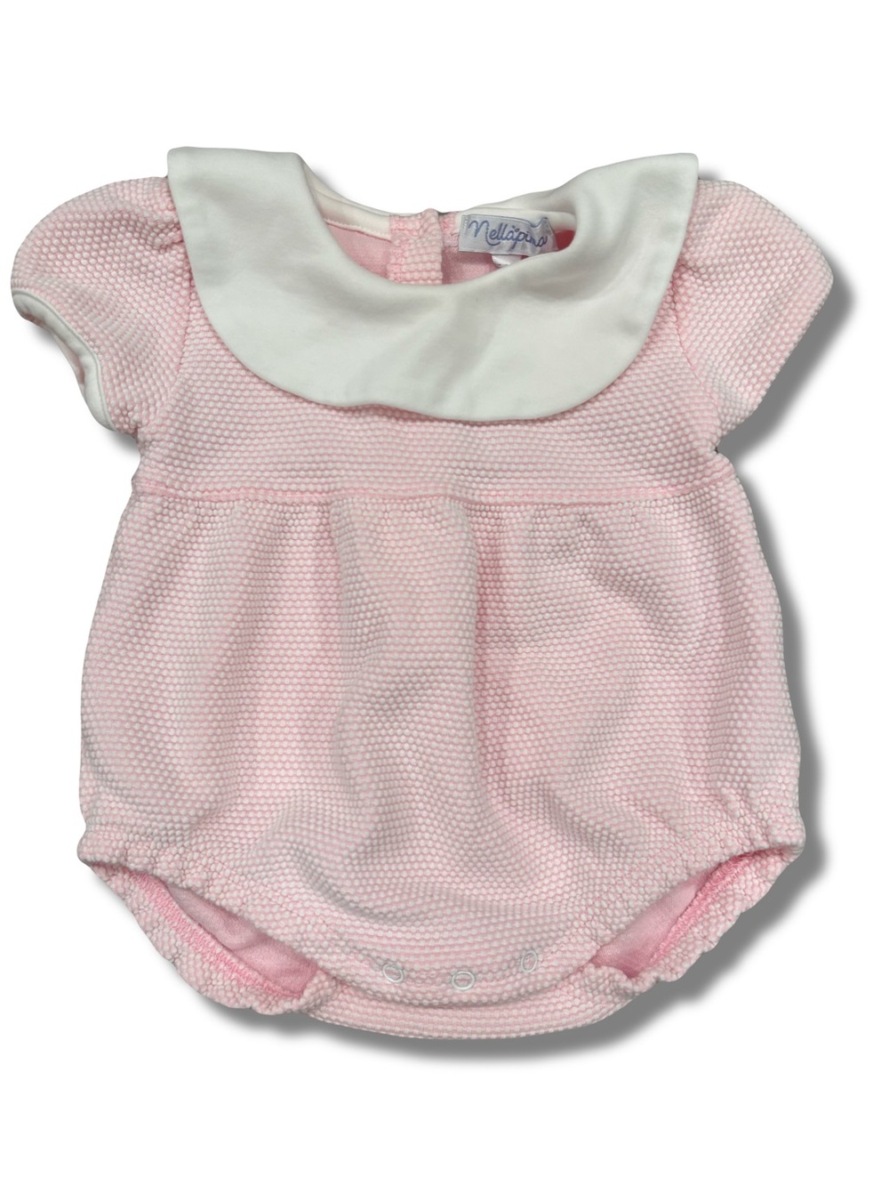 Nellapima 3-6 Months Girls Pink Bubble Romper Pima Cotton Collared